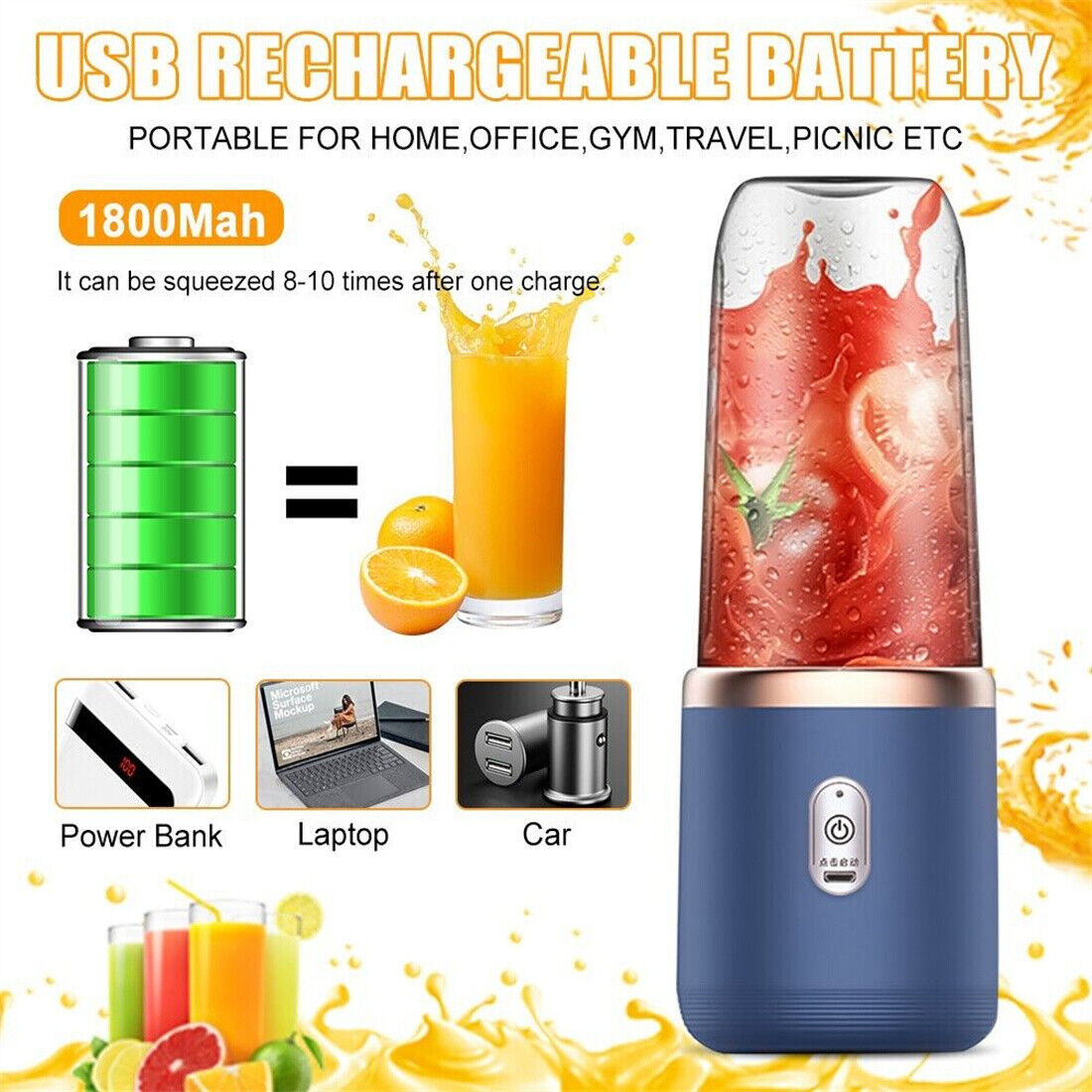 300ML Cordless Portable Blender – Rechargeable & Eco-Friendly Juicer