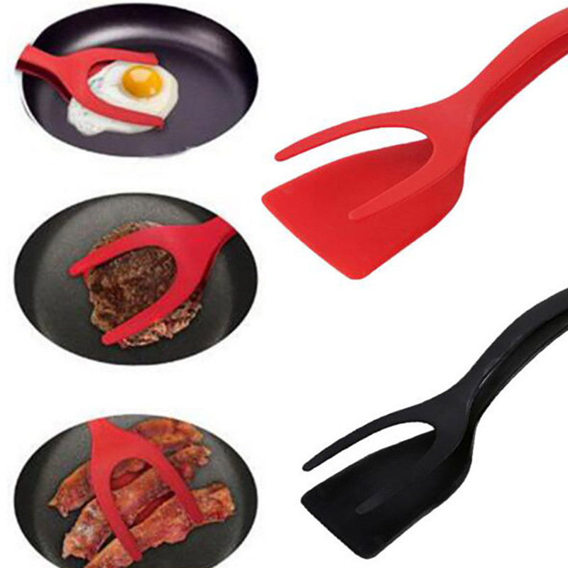 2-in-1 Food-Grade Spatula and Kitchen Tongs – Heat Resistant, Non-Stick & Flexible