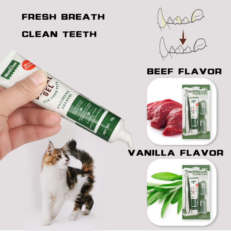 Oral Hygiene Kit for Cats and Dogs – 3 Piece Set with Dual-Ended Toothbrush, Finger Brush, and Poultry Flavour Toothpaste