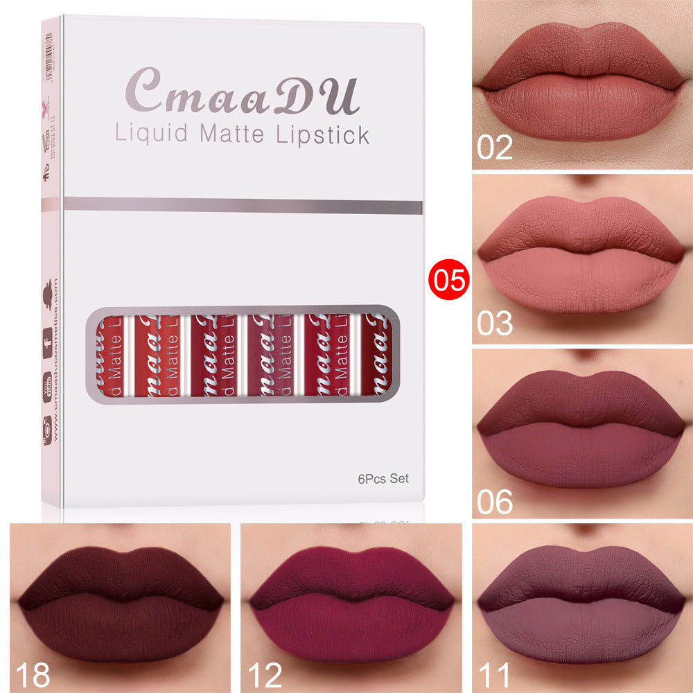 💕 6 Boxes Of Matte Non-stick Cup Waterproof Lipstick