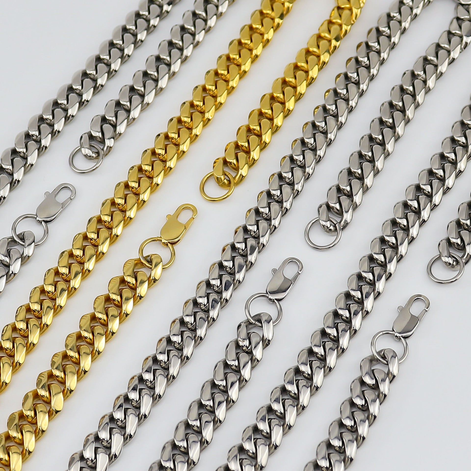 Titanium Steel Cuban Link Chain Necklace – Multiple Sizes & Colours