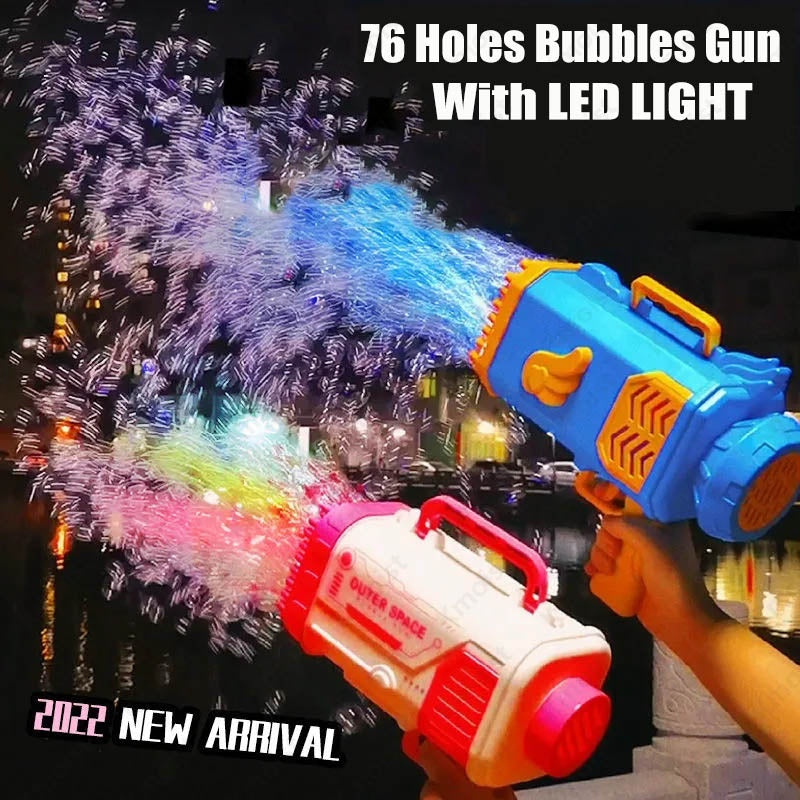 69-Hole Bubble Rocket Gun – Automatic Blower with Lights for Kids