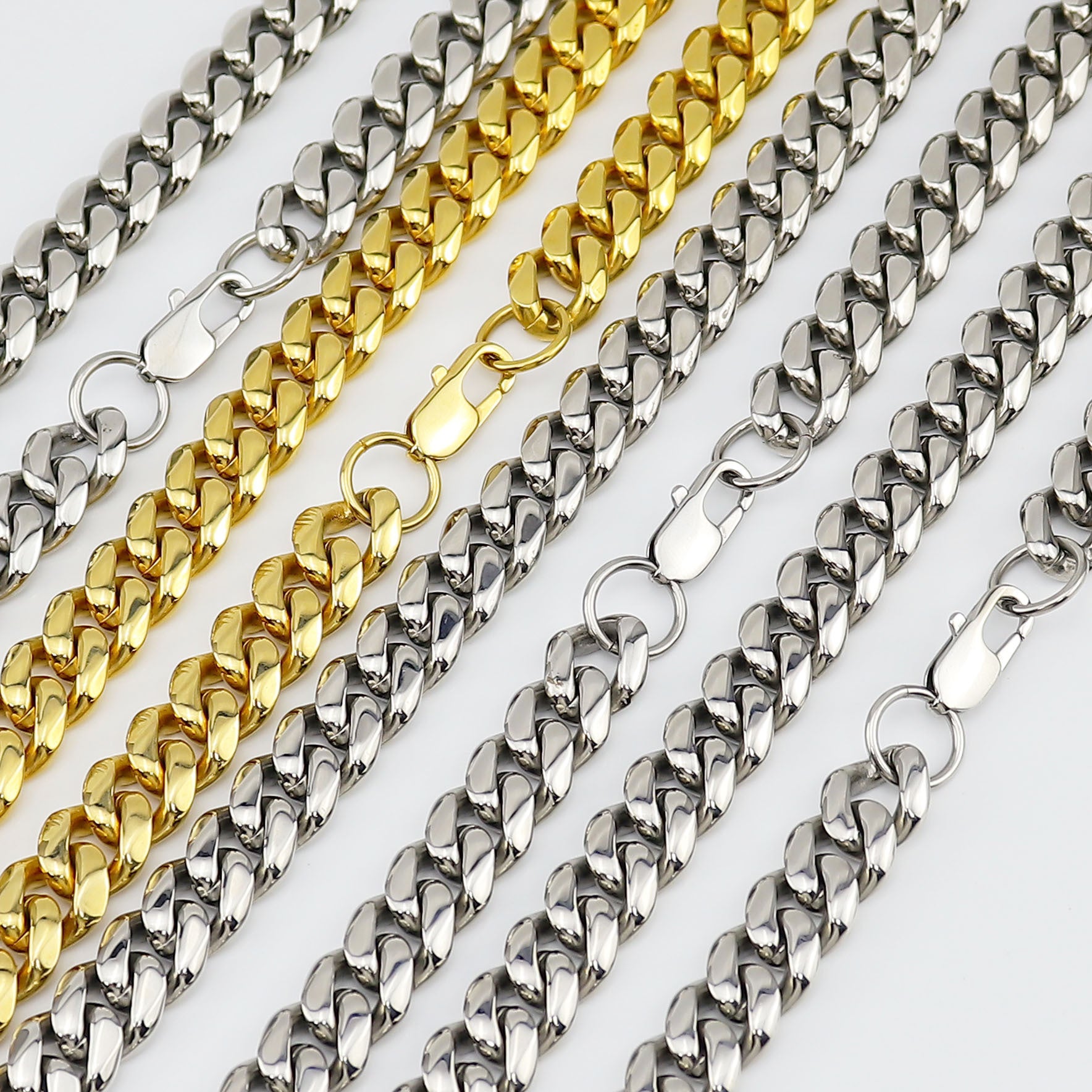 Titanium Steel Cuban Link Chain Necklace – Multiple Sizes & Colours