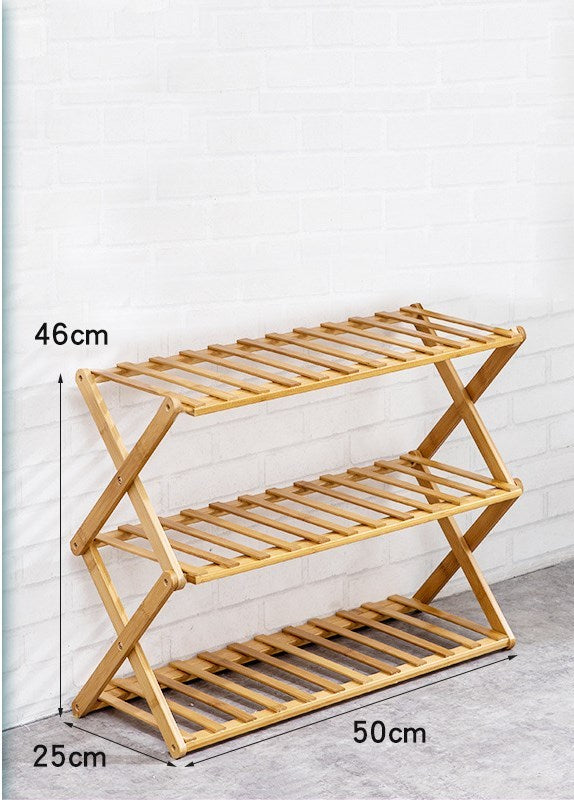 4-Tier Foldable Bamboo Plant Shelf – Space-Saving, Durable Natural Wood Storage Stand