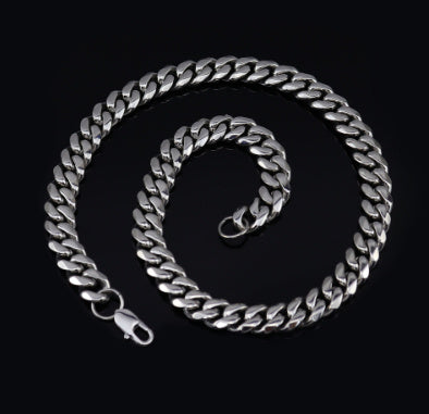 Titanium Steel Cuban Link Chain Necklace – Multiple Sizes & Colours