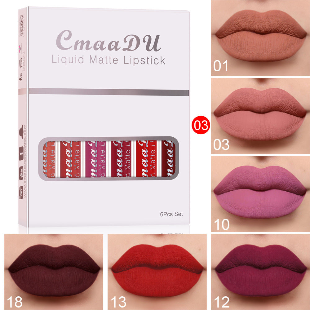 💕 6 Boxes Of Matte Non-stick Cup Waterproof Lipstick