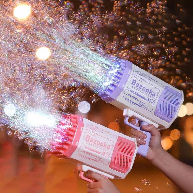 69-Hole Bubble Rocket Gun – Automatic Blower with Lights for Kids