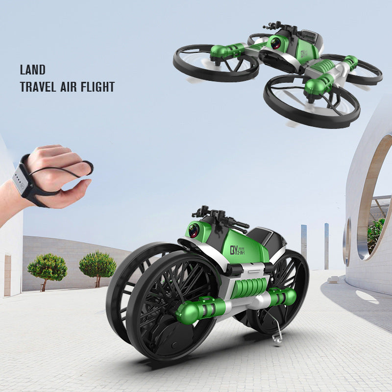 2-in-1 Foldable WiFi FPV Drone & Motorcycle – RC Quadcopter with 0.3MP Camera and Altitude Hold