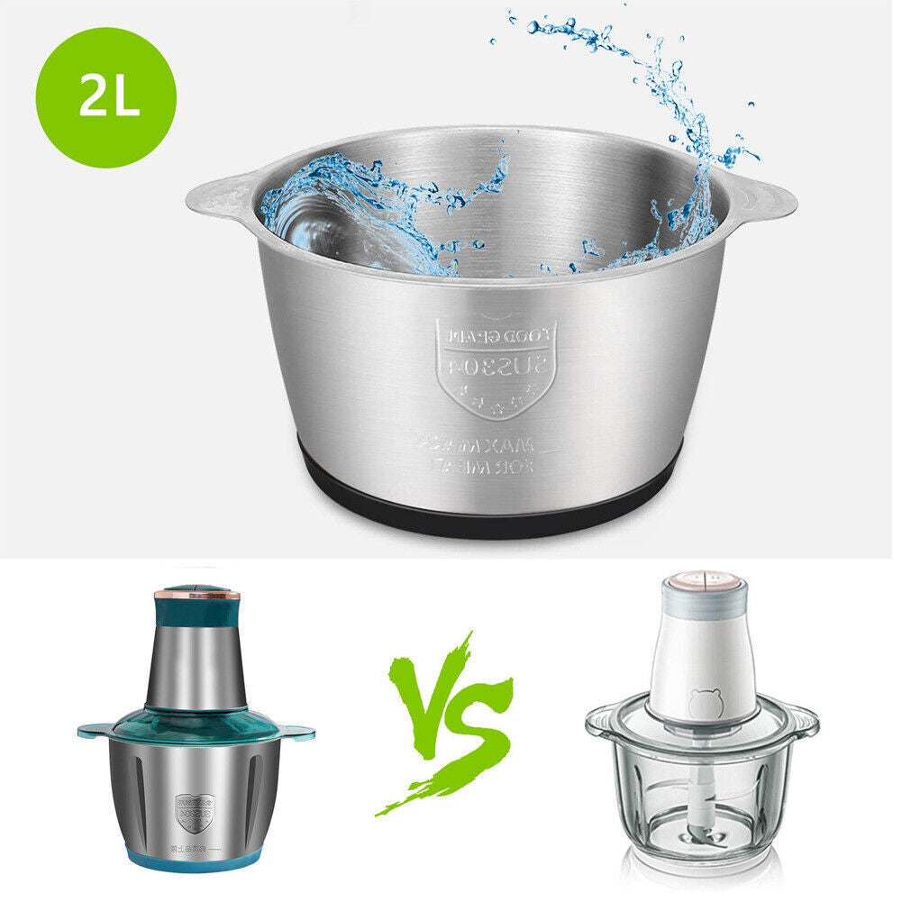 2L Food Chopper Electric Processor Blender Glass Mixer Coffee Spices Grinder