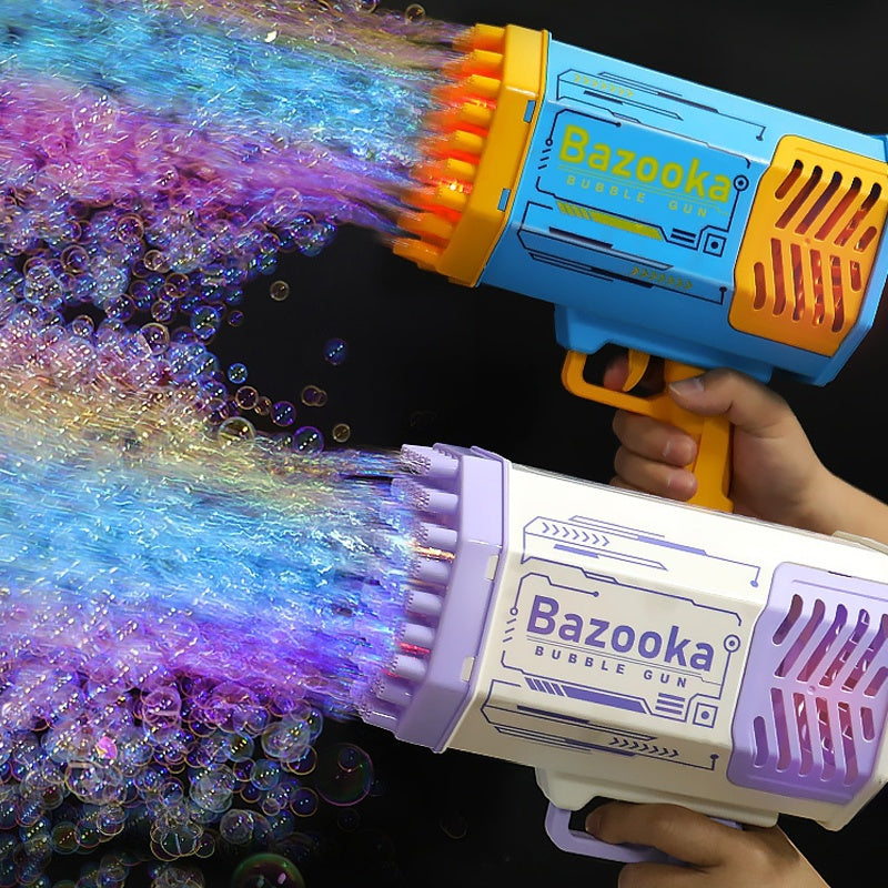 69-Hole Bubble Rocket Gun – Automatic Blower with Lights for Kids