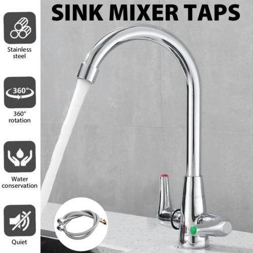 360° Rotating Kitchen Faucet – Dual Control Hot and Cold Water Design