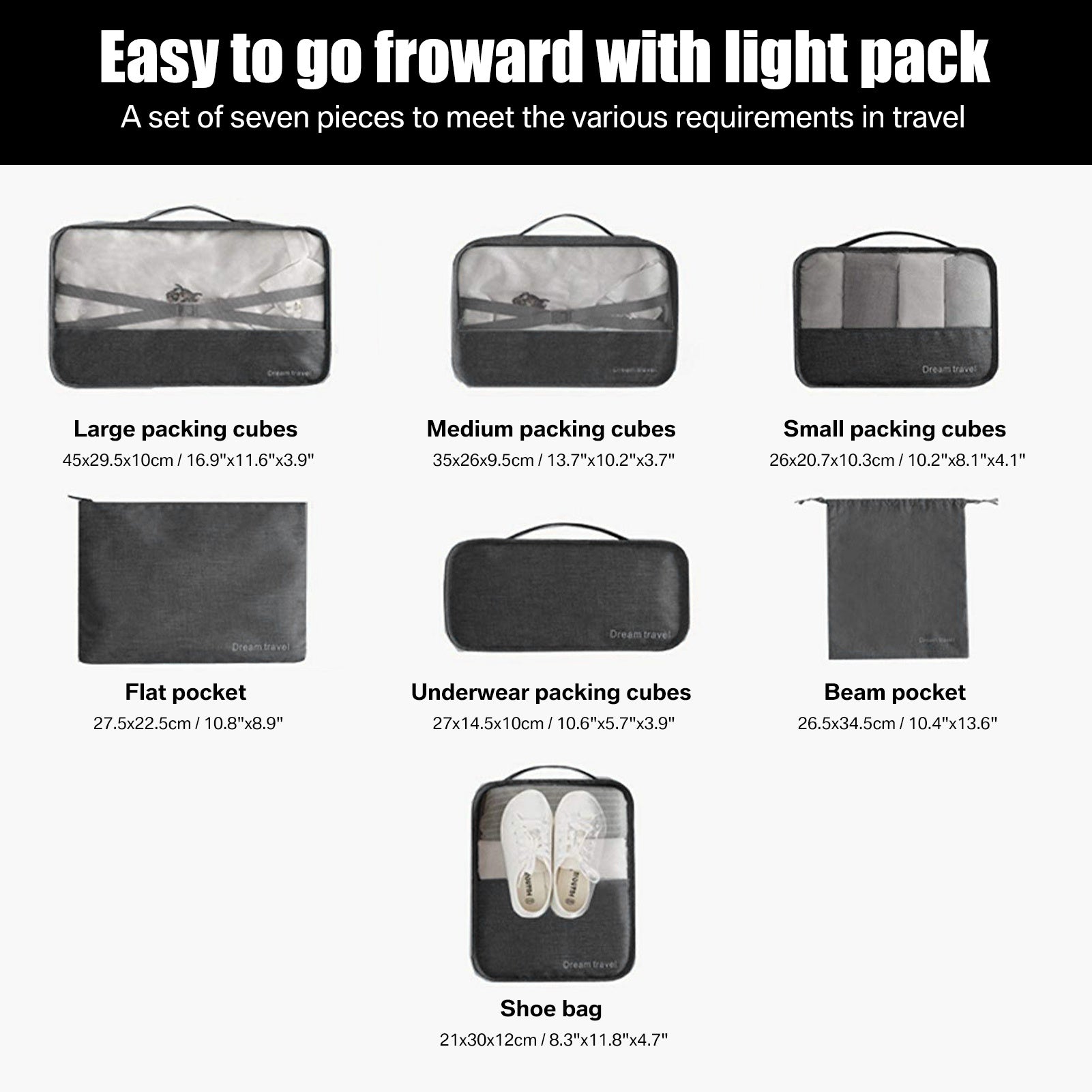 7-Piece Portable Storage Bag Set - Travel Organizar Bags