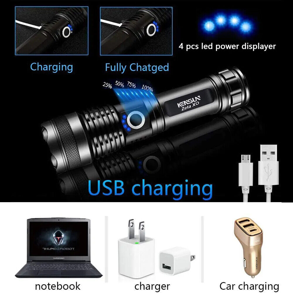 High-Performance LED Flashlight – Rechargeable & Waterproof